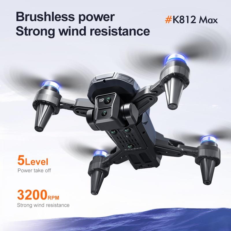 Novo K812 Max Drone GPS 4K Profissional HD Câmeras Duplas 5G WIFI Sem Escovas Desvio de Obstáculos Tela FPV Quadcopter Dobrável Brinquedos