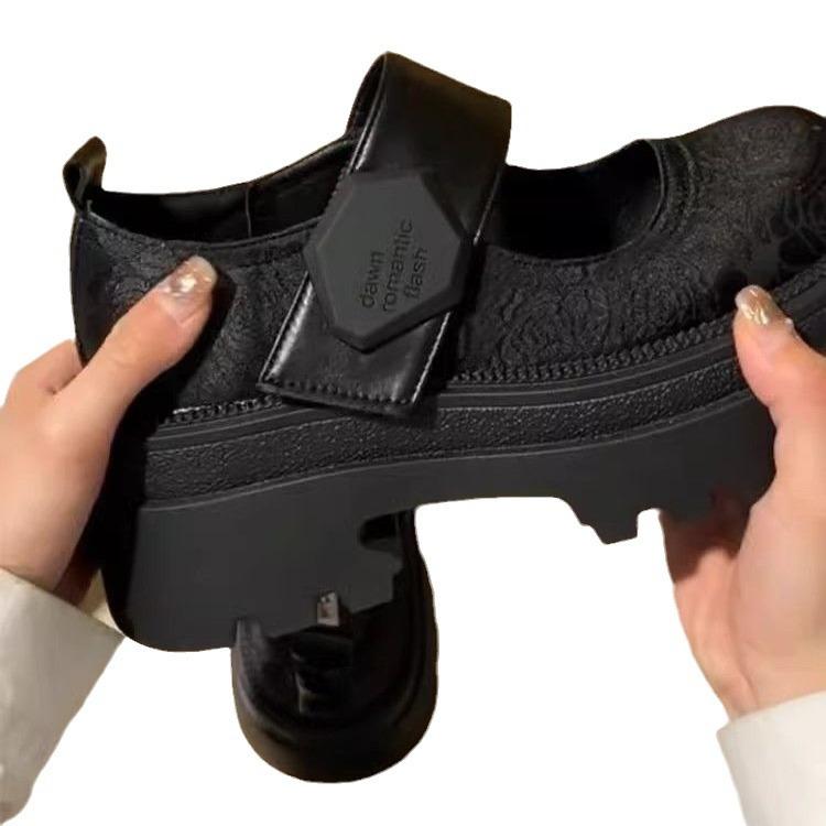 Thick-soled National Style New Chinese-style Printed Embroidered Small Leather Shoes Women's Summer New Retro Mary Jane Shoes