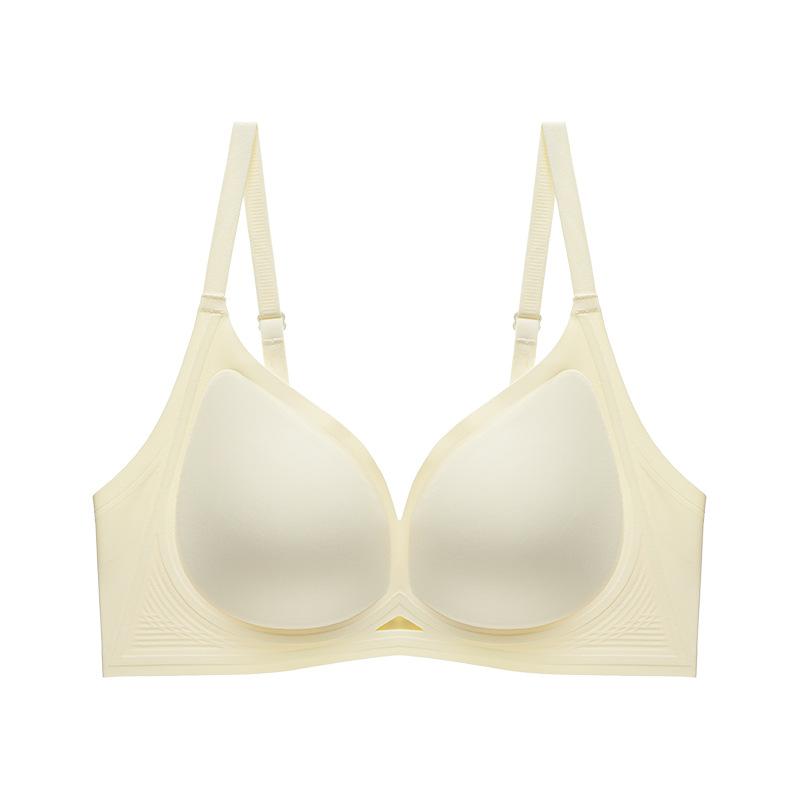 

Бесшовные Желе полоски Мягкая поддержка Фиксированная чашка Нижнее белье Лето Тонкий женский большой груди Маленький бюстгальтер Большая чашка XL светло-желтого