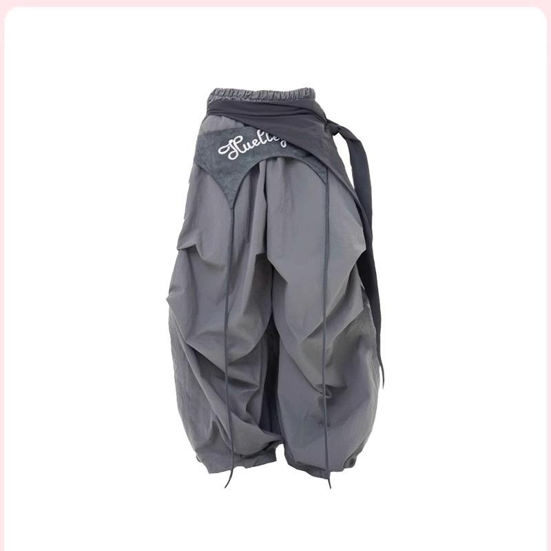 

Модные, с изюминкой, многослойные комбинезоны, уличный стиль, летний шарф с лоскутным дизайном, нишевые длинные брюки 2XL серый