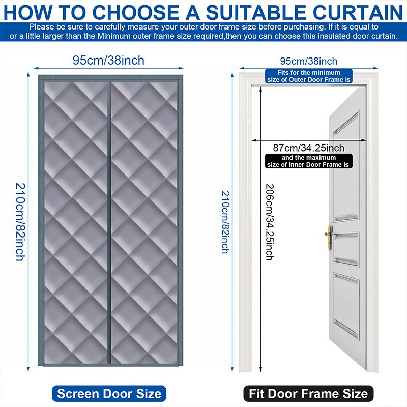 1 buc Izolație termică Uși interioare Perdea de ușă izolată Iarnă Sistem de șină magnetică Eficient energetic Magnetic Foarte rezistent