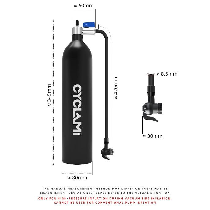 CYCLAMI 1.2L Aluminum Alloy MTB Road Inflator Tyre Air bottle Tire Booster With Valve Gas Cylinder For Bike Tubeless 29" Tire