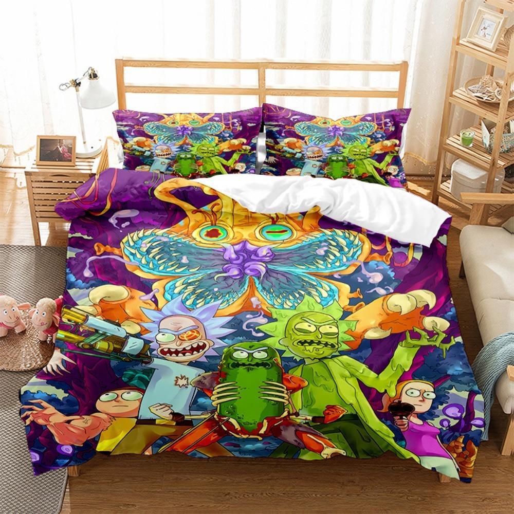 Animation R-Ick Duvet Cover Pillowcase Beddingboygirl Bedroom Decoration Childrengift Single Double Large Sizezip Duvet Cover