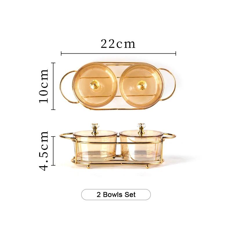 Nordic Luxury Glass Tableware Small Fruit Dessert Snack Serving Bowls with Dustproof Lid Household Party Food Serving Plates