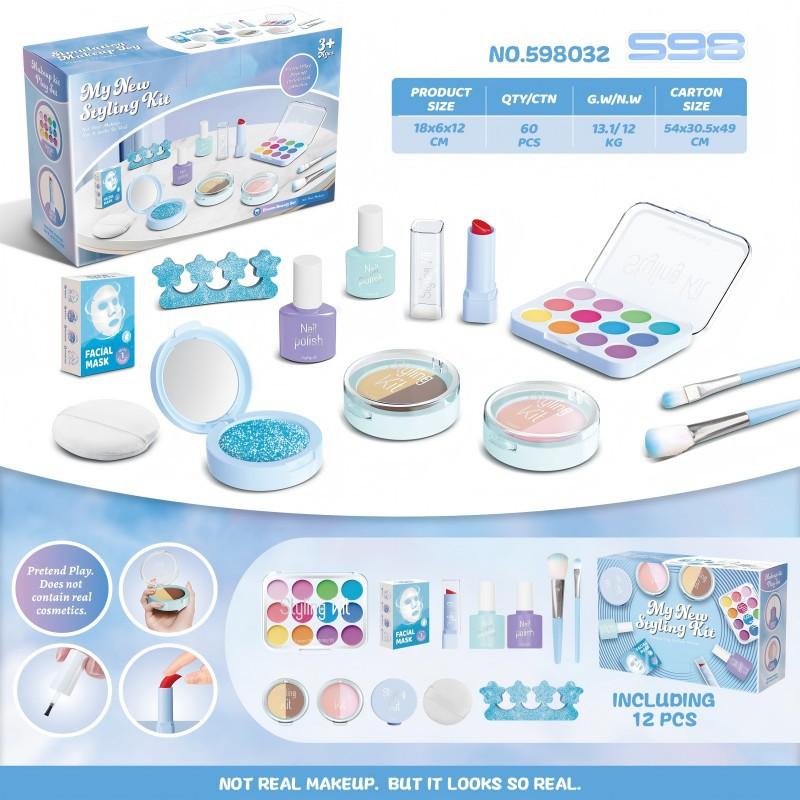 

Детская косметика Имитация Набор для макияжа для девочки Не размазывается Подарочная коробка Детские игрушки для игрового дома