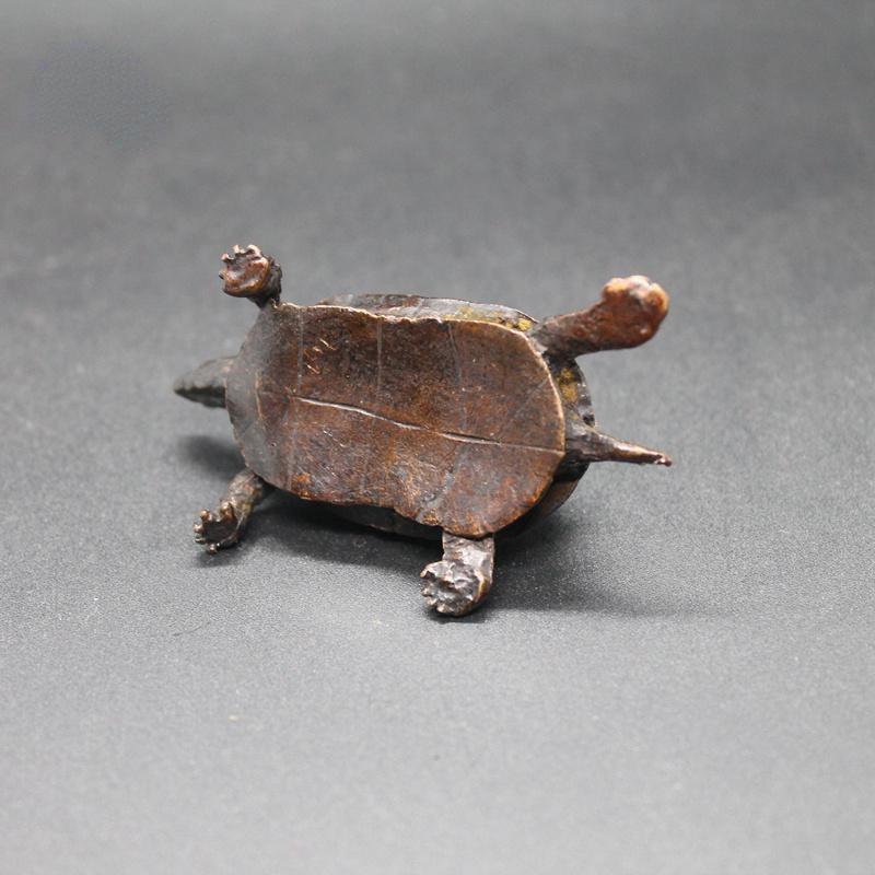 Vintage Copper Bagua Feng Shui Dragon Turtle Statue Desk Small Ornament Home Decoration Craft Accessories Animal Figurine