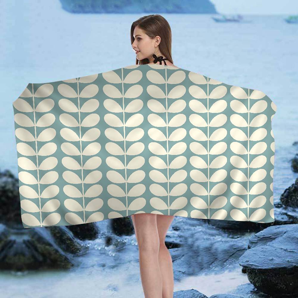 

Orla Kiely Leaf Flower Big Microfiber Beach Towels Quick Dry Towel Sand Beach Towels Pool Towel for Travel Swim Pool Yoga W40*H60(CM)