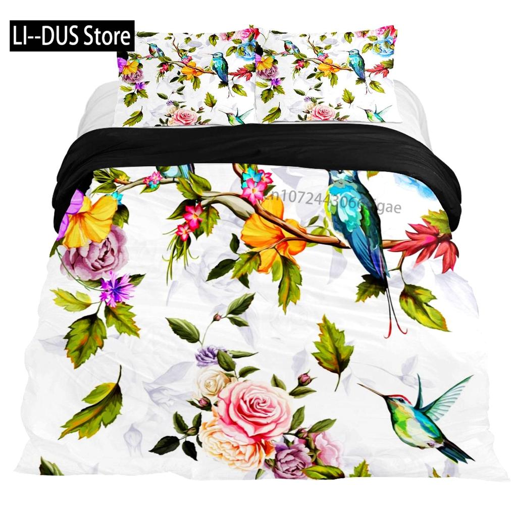Duvet Cover Set Queen Floral Bedding Elegant Peony Bedding Soft Comforter Cover Set with With 2 Pillowcases 3Pcs Queen Full Size