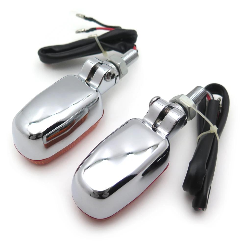 Motorcycle Parts Chrome 10mm Stalk Turn Signals Blinker Lights for Universal Honda Kawasaki Yamaha