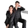 Grenzüberschreitendes Seiden-Pyjama-Set: Besticktes Langarmshirt und Hose für drinnen/draußen