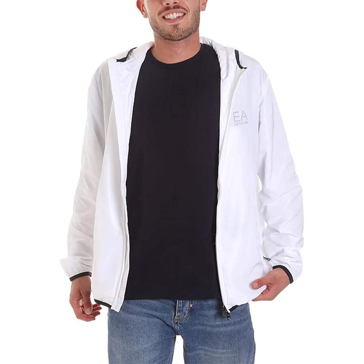Emporio Armani Solid Color Hooded Long Sleeve Sweatshirt Men Tops White 8NPB04-PNN7Z-1100