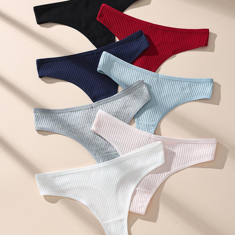 Sexy Low-Rise Thong Ribbed Women'S Panties Briefs T-Pants Yoga Fitness