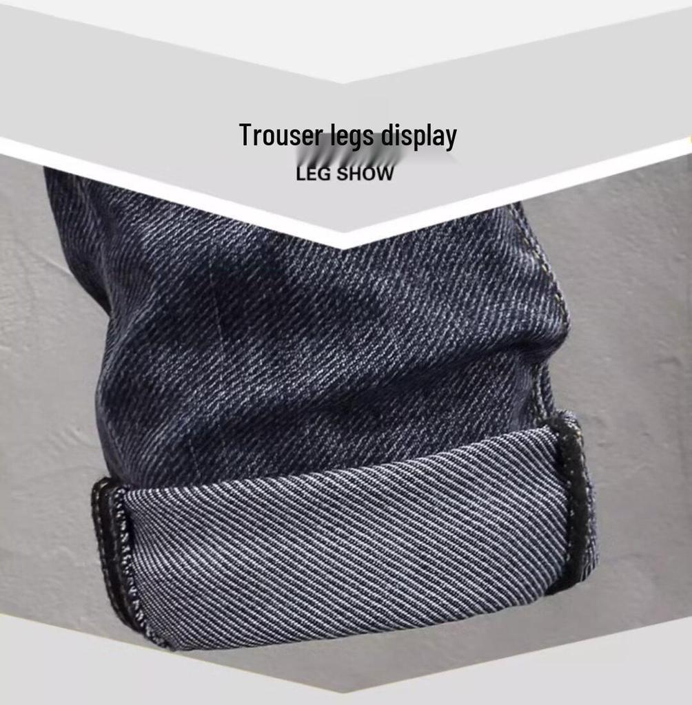 Pánské tmavě modré džíny slim fit v korejském stylu - Trendy, všestranné, elastické na jaro/léto.