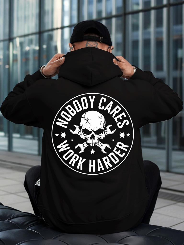 Men'S Hoodie Featuring The Phrase 'NOBODY CARES WORK HARDER'. This Stylish Sweatshirt Showcases a