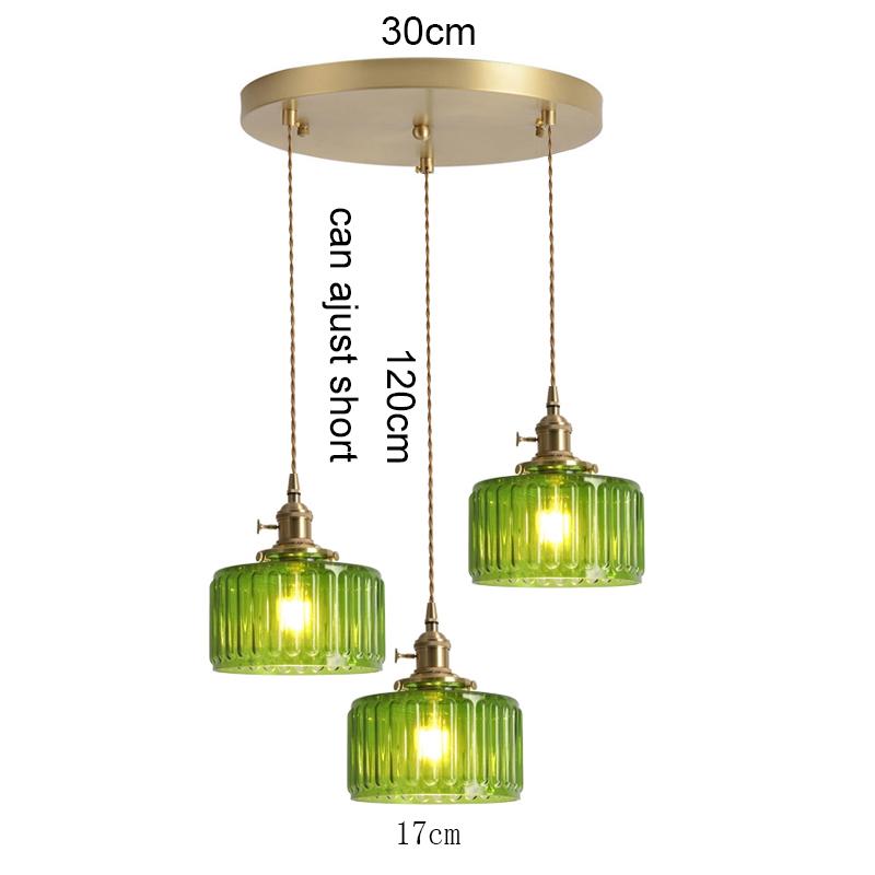 Suspension Green Stripe Glass Chandelier E27 Restaurant Pendant Light For Dining Room Kitchen Cafe Bedside Hanging Lamp Fixtures