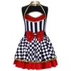 Girls Wonderland Queen Costume Sequins Mock Neck Sleeveless Chest Cutout Back Waist Bow Built In Briefs Puffy Dress
