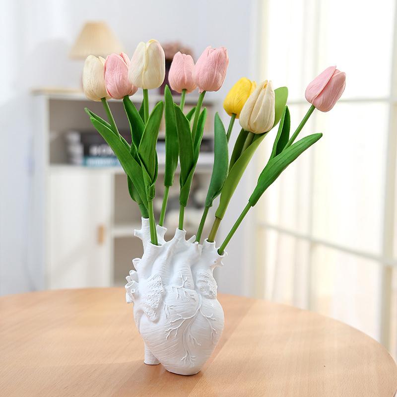 Simulation Heart Vase Flowerpot Resin Ornament Arts And Crafts Originality Home Desktop Flower Arrangement Decoration Gift