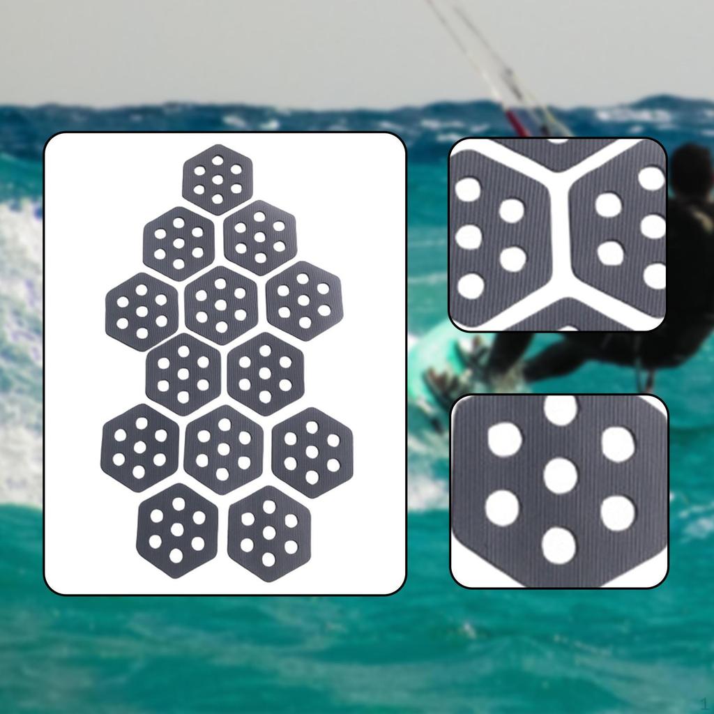 12 Pack Hexagonal Anti-Slip Surfboard Skimboard Traction Pads