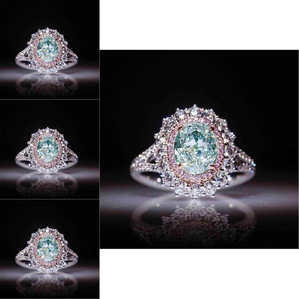 Elegant Female Pink Crystal Rhinestone Ring With Green Topaz For Engagement