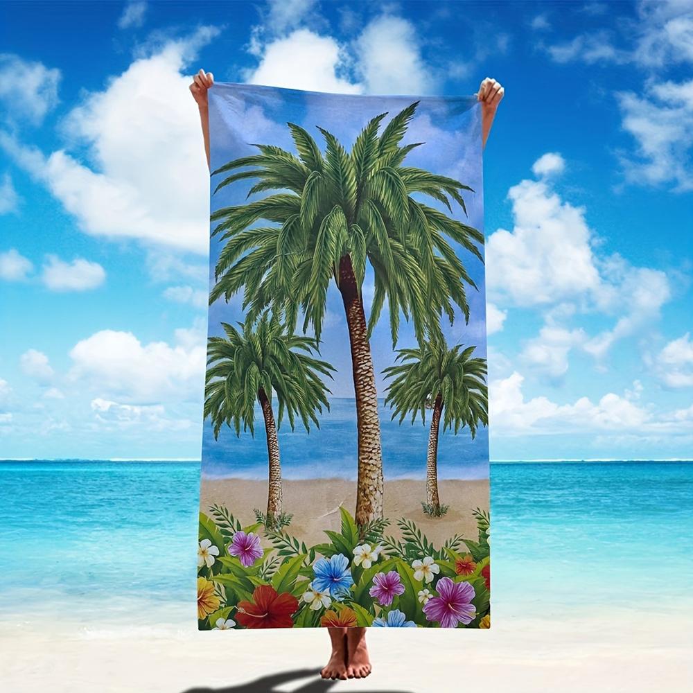 1 unidad de Toallas de Playa Palmera Tropical Atardecer - Vibrantes Toallas de Baño de Secado Rápido para Vacaciones en la Costa