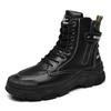 Warrior Stylish Simple Cotton Fleece Daily Commuting Short Martin Boots Men boots Black WXP(WZ)-076002M