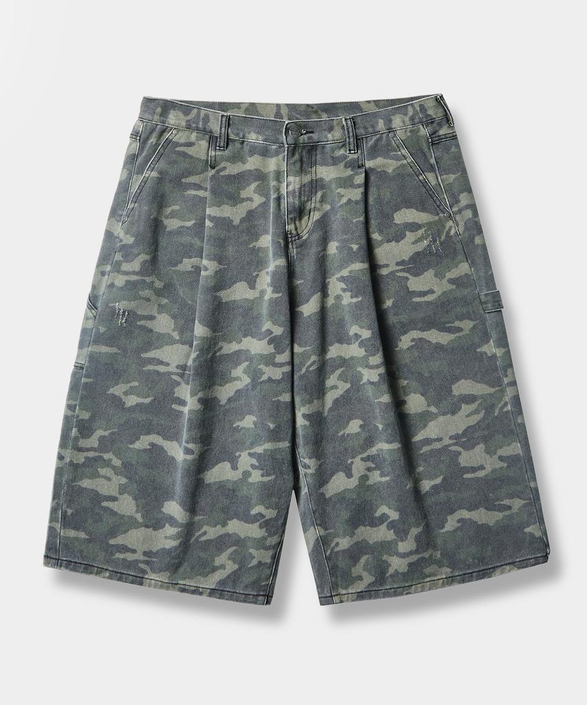 Dimiteulibeullaeg Bio-Washed Carpenter Bermuda Denim Pants_Camouflage