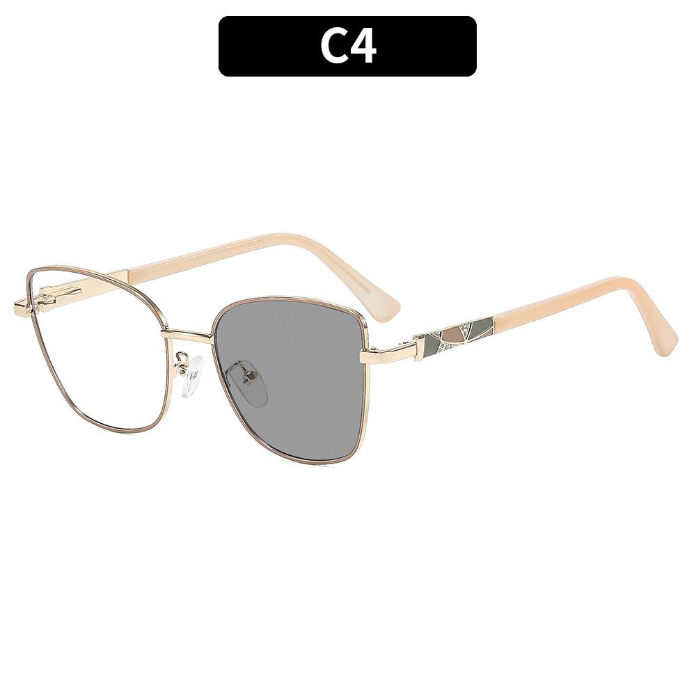 Cat-eye photochromic sunglasses—sun-protective shades for outdoor vacations.