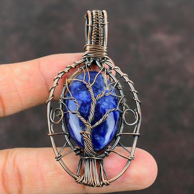 Tree Of Life Sodalite Pendant Copper Wire Wrapped Pendant Handmade Women Jewelry Gemstone Pendant Tree Of Life Jewelry Sodalite Gift For Mom