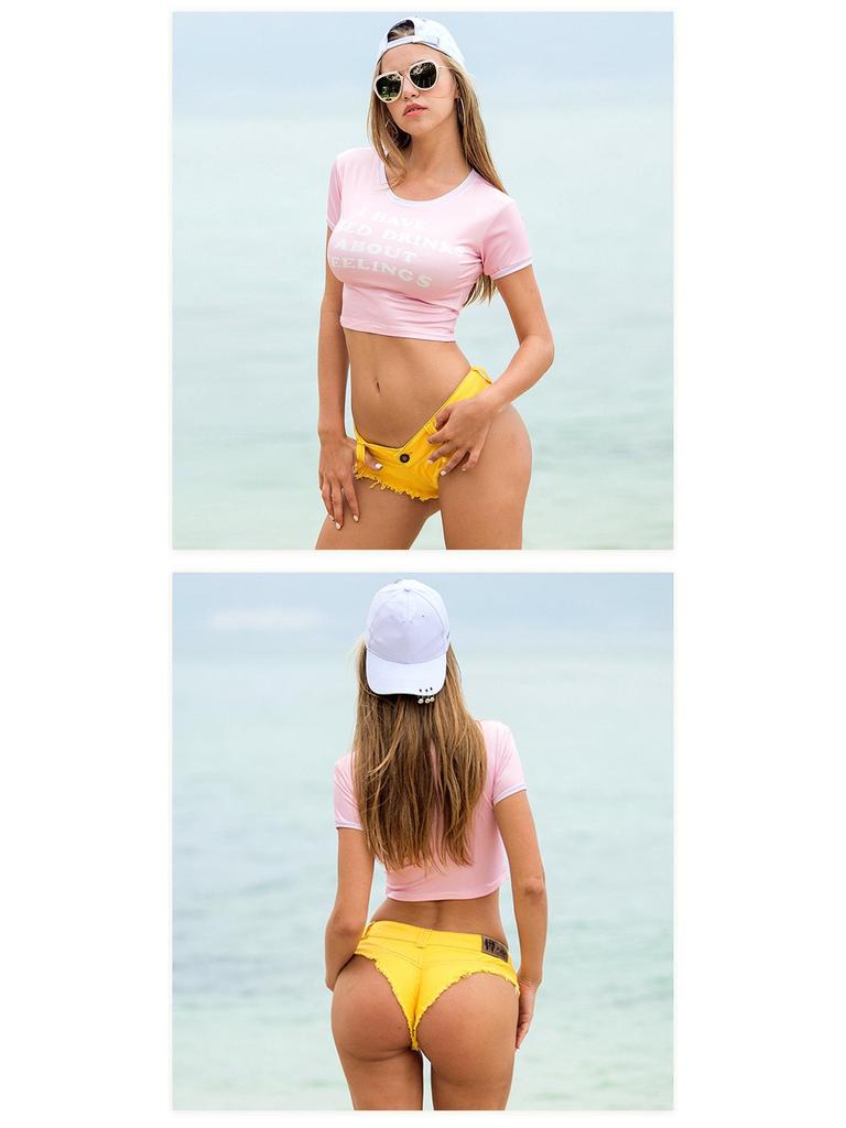 2024 New Women's Sexy Summer Denim Shorts - European & American Style with Sequins & Rips