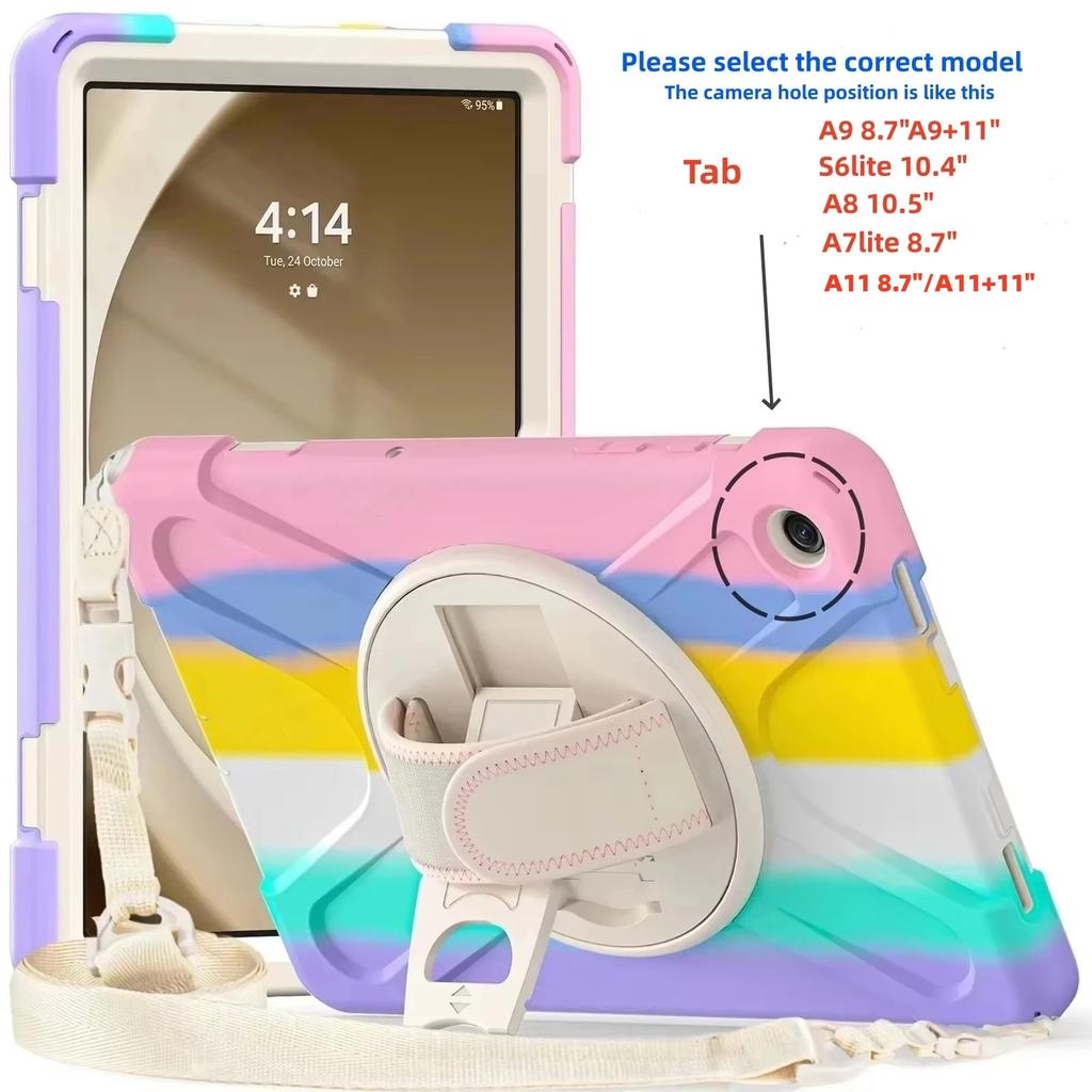 For Samsung Galaxy Tab S10FE S9FE 10.9' A9/A9+A11+ 11'S6 Lite S7 S8 S9 S10 Plus 12.4' Kids Stand Kickstand Handle Shockproof Cas