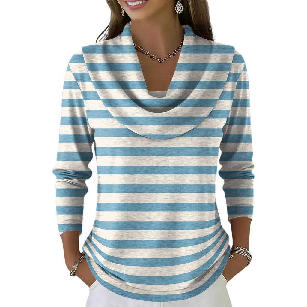 Women's Casual And Fashionable Round Neck Long Sleeved Printed Top Sweater