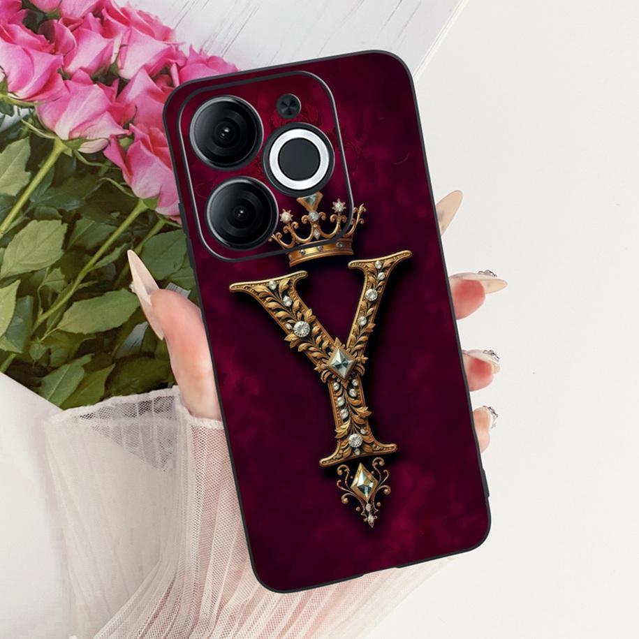 For Itel A80 Case A671L A671LC Back Cover Luxury A Z Initial Letter Crown Soft Silicone Couple Phone Case For ItelA80 A 80 Shell