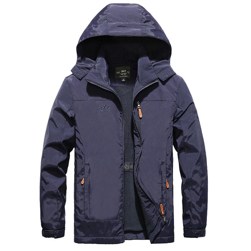 Men's Charge Quick-Drying Clothes Large Size Outdoor Autumn and Winter Medium and Long Fleece Hooded Jacket Jacket Top