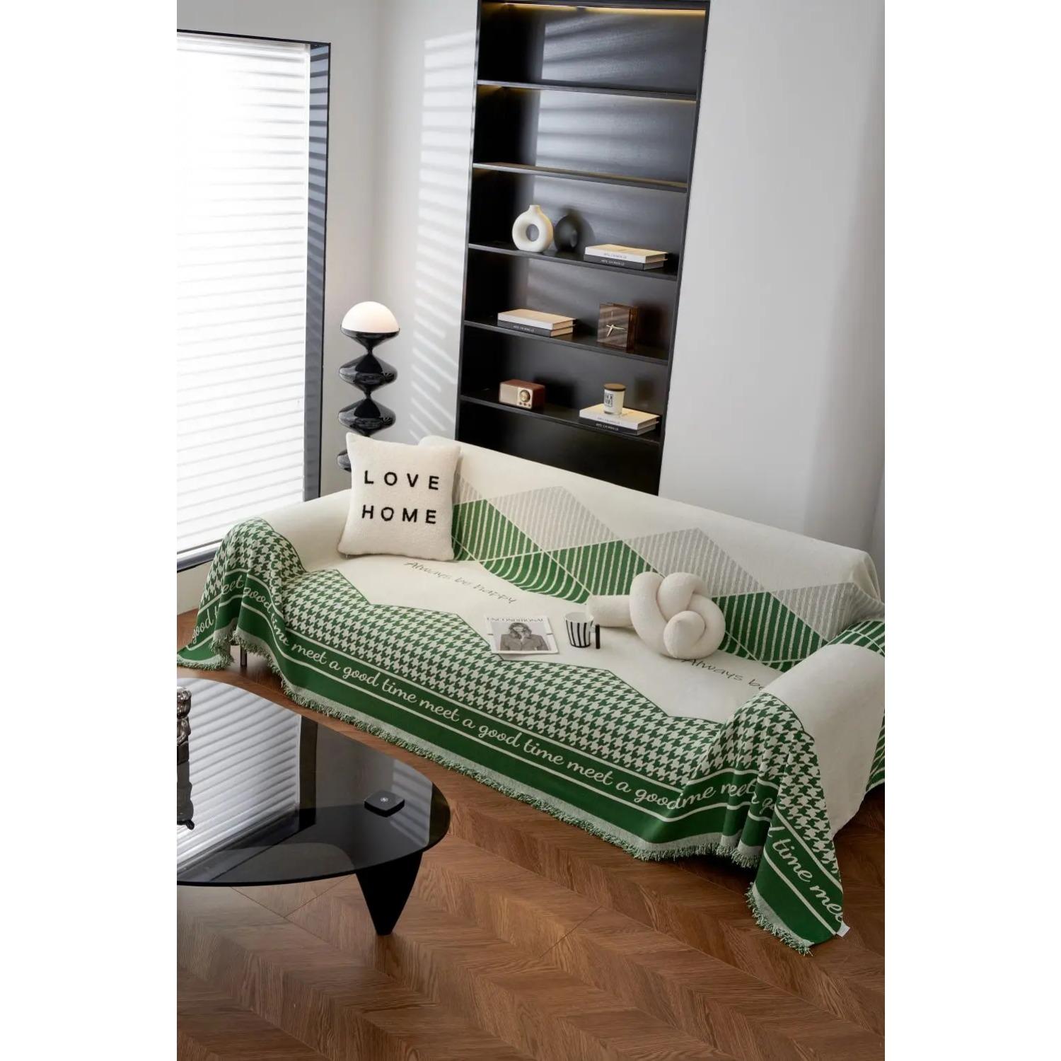 

Vintage Houndstooth Sofa Cover Towel Four Seasons Full Cover General Sofa Cushion Blanket 180x130cm