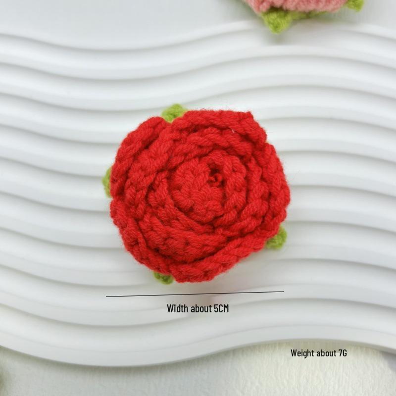Finished Plush Crochet Rose Keychain Pendant