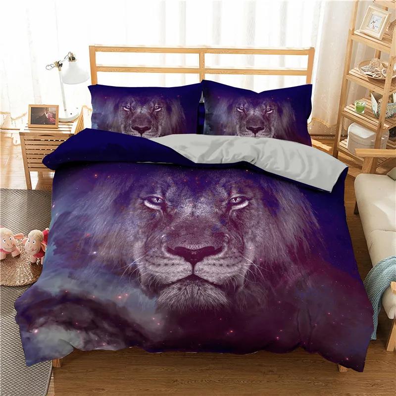 

3D Print Animal Beddings And Bed SetsLionsTigersPandaPet DogsCartoon Duvet Cover Single Comfortable Bedding Set2 Pcs3Pcs EU Single(135*200cm)3pcs