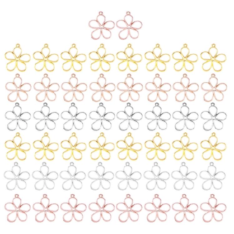 50 PCS Alloy Hollow Flower Charm Flower Pendant Hollow Flower for Jewelry Making
