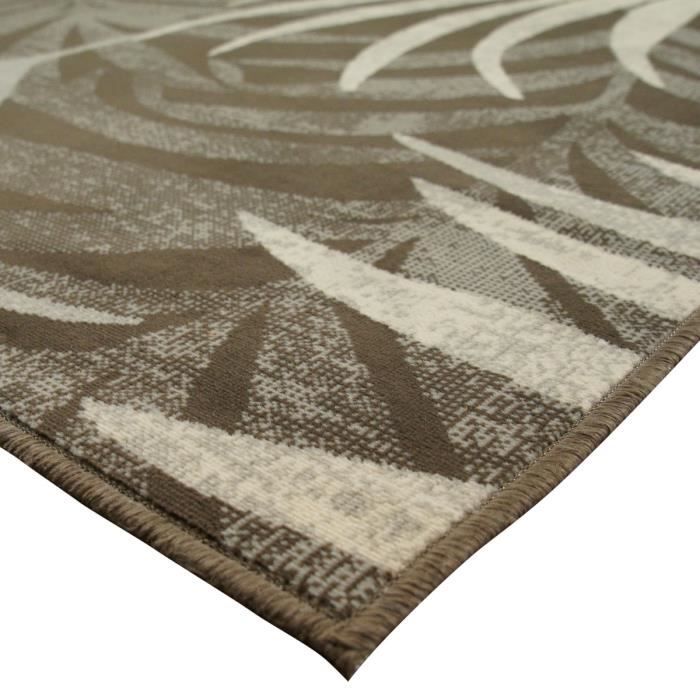 Tapis salon doux motif tropical 190x240 taupe
