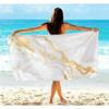 Marble Swirl Beach Towel, Microfiber Large Sand Free Quick Dry, Black White Gold Abstract Design, Soft Absorbent Towels Bathroom
