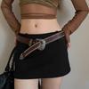 Zinc Zinc Alloy Pin Buckle Rivet Waist Belt Punk PU Leather Belt Casual Women Waistband  Women