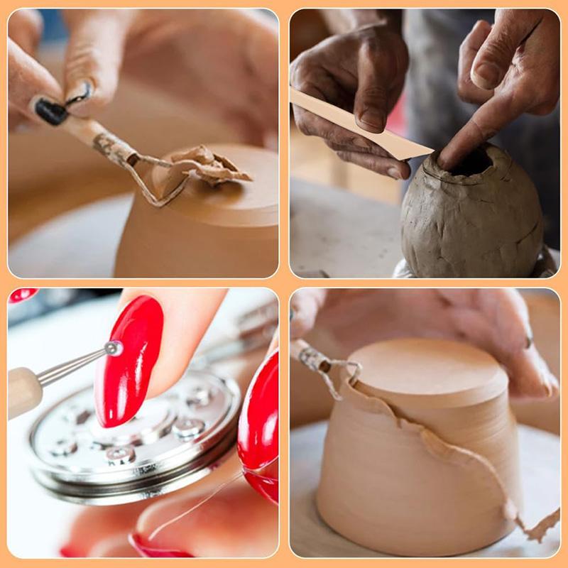 10Pcs Pottery Clay Sculpting Modeling Tool Set Double-Sided Clay Sculpture Tool Set Wooden Modeling Clay Sculpting Tools Kit