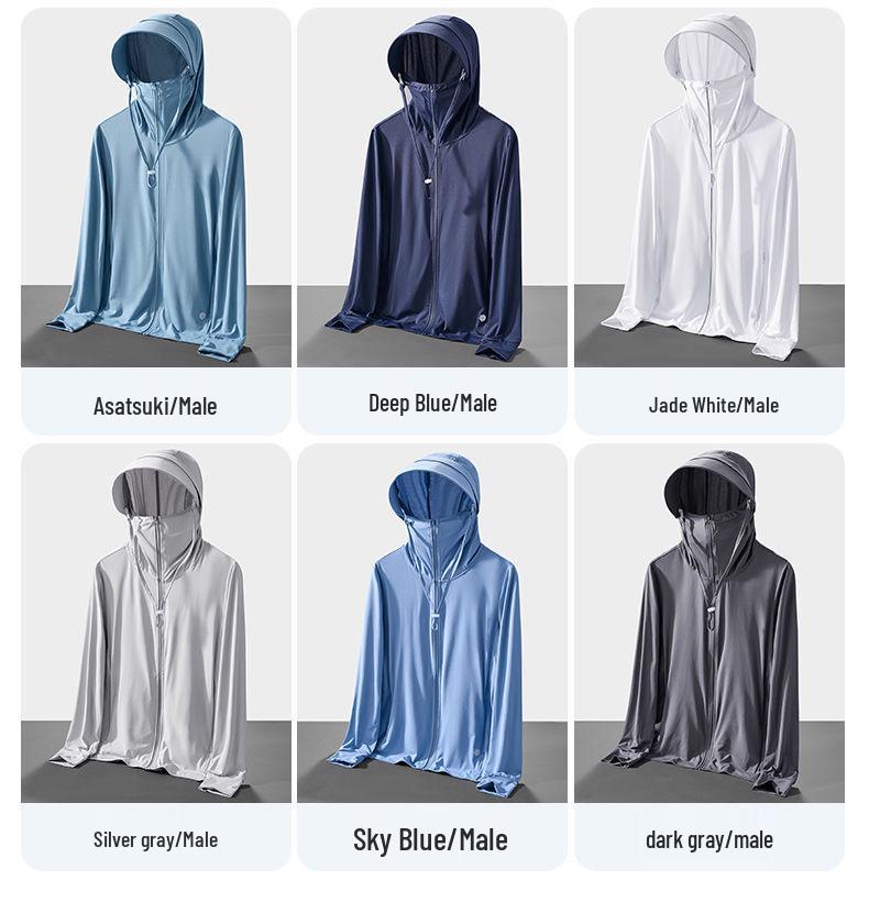 Men's Ultra-Thin Ice Silk Hooded Windbreaker: Breathable Sun Protection Jacket for Summer & Fishing