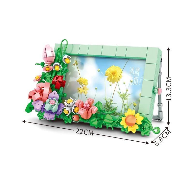 Creative Simulation Of Flower Bonsai Flower Basket Tabletop Decoration Building Blocks Bricks Toys Gifts