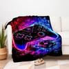 "Neon Gaming Controller: Vibrant Retro Style"Blanket Flannel Throw Blanket for Sofa, Bed, Travel, Camping, Office, Couch, Chair, And Bed Gif