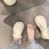 Ugly cute half-drag big-headed women's little white shoes milk Huhu niche summer versatile canvas new thick-soled ugly cute board shoes
