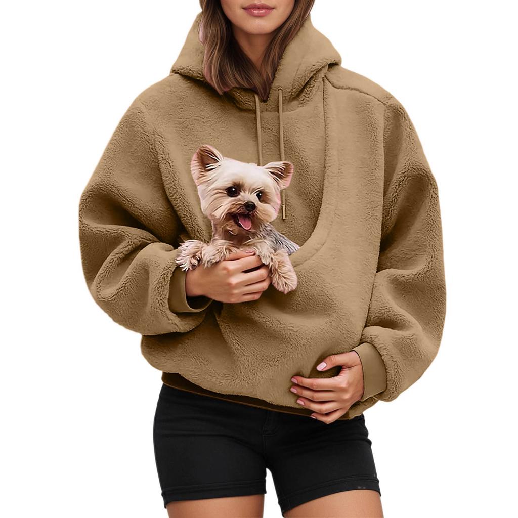 Pocket Pet In One Double-sided Plush Loose Fitting Hooded Sweatshirt For Both Men And Women