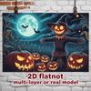 Party Backdrop Halloween Flat Scary Pumpkin Scarecrow Multi Layered Celebrations Event Photo Background Front Door Decor