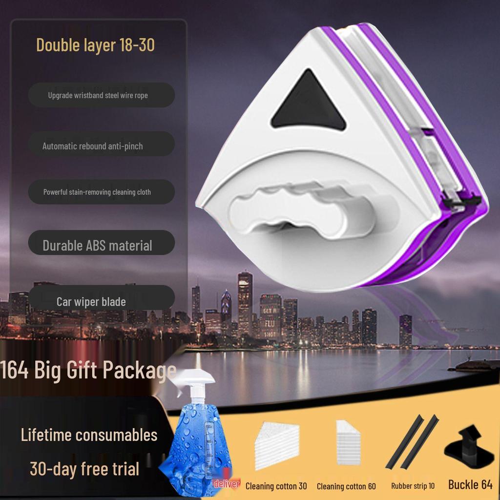 Strong Magnetic Triple-Layer Glass Cleaning Squeegee for High-Rise Windows