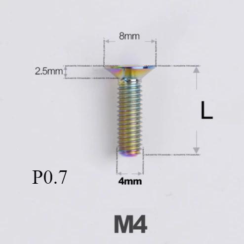 M4*8 10 12 14 16 18-50mm TC4 GR5 Titanium Alloy Torx Flat Countersunk Screw Bolt for Bike Bicycle Road Bike Multiple Colors