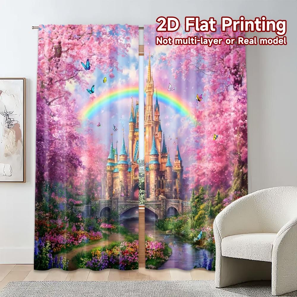 Flat Printing Curtains Without Rod Rainbowcastle Popular Creative Versatile Fabric All Set Of 2 Made Polyester